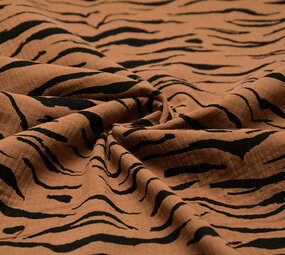 Oeko-Tex®  Hydrofiel Stof Zebraprint Brique Oeko-Tex®  Hydrofiel Stof Zebraprint Brique