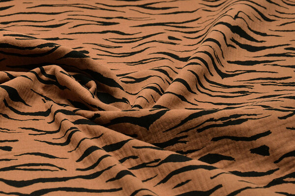 Oeko-Tex®  Hydrofiel Stof Zebraprint Brique Oeko-Tex®  Hydrofiel Stof Zebraprint Brique