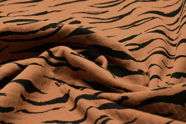 Oeko-Tex®  Hydrofiel Stof Zebraprint Brique Oeko-Tex®  Hydrofiel Stof Zebraprint Brique