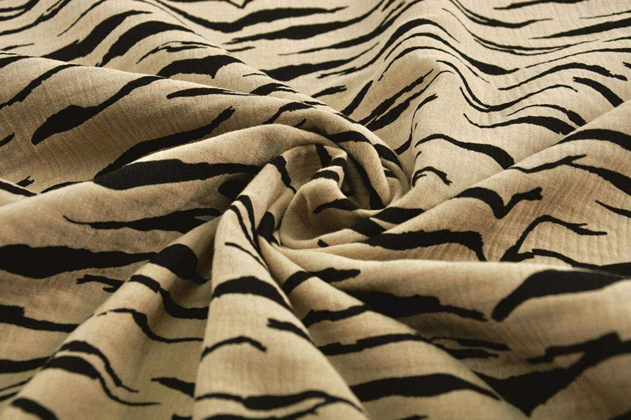 Oeko-Tex®  Double Gauze Fabric Zebraorint Sand Oeko-Tex®  Double Gauze Fabric Zebraorint Sand