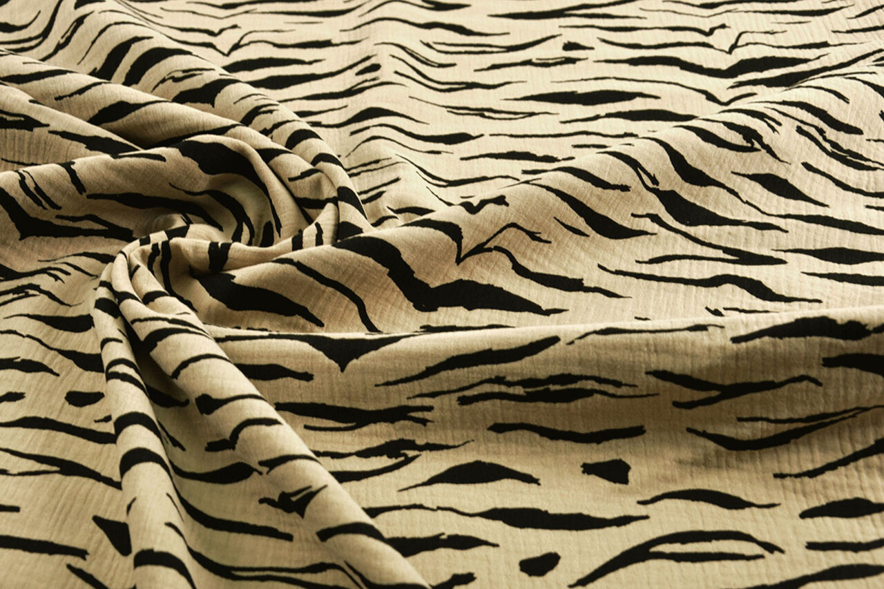 Oeko-Tex®  Double Gauze Fabric Zebraorint Sand Oeko-Tex®  Double Gauze Fabric Zebraorint Sand