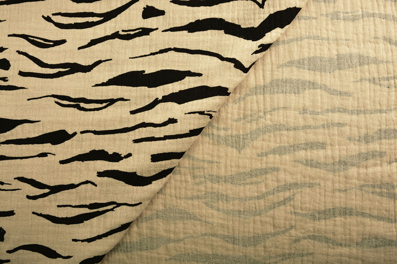 Oeko-Tex®  Hydrofiel Stof Zebraprint Zand