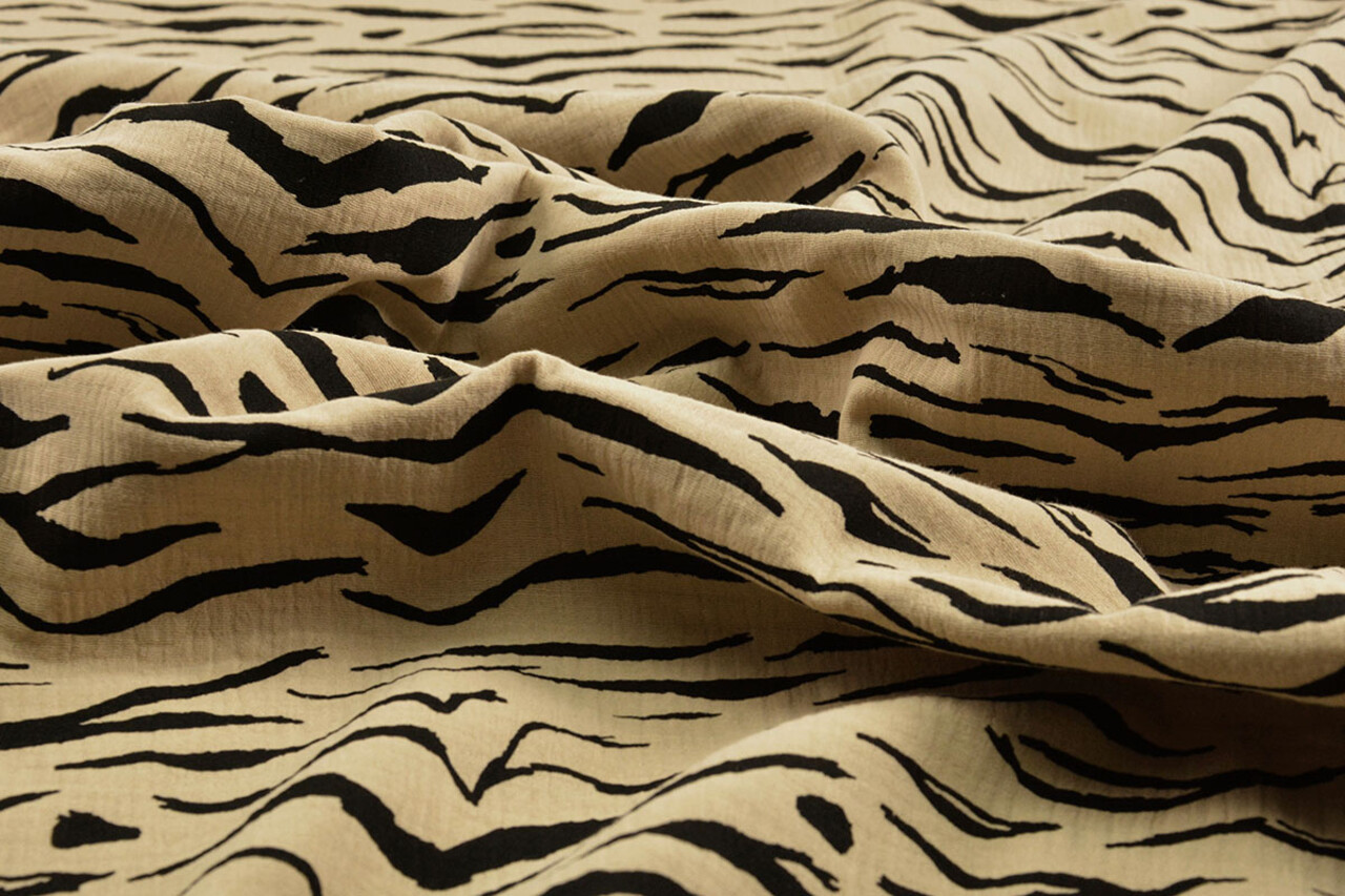 Oeko-Tex®  Double Gauze Fabric Zebraorint Sand Oeko-Tex®  Double Gauze Fabric Zebraorint Sand