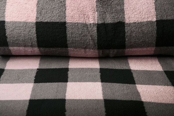 Curly Teddy Large Checkered Pink Grey