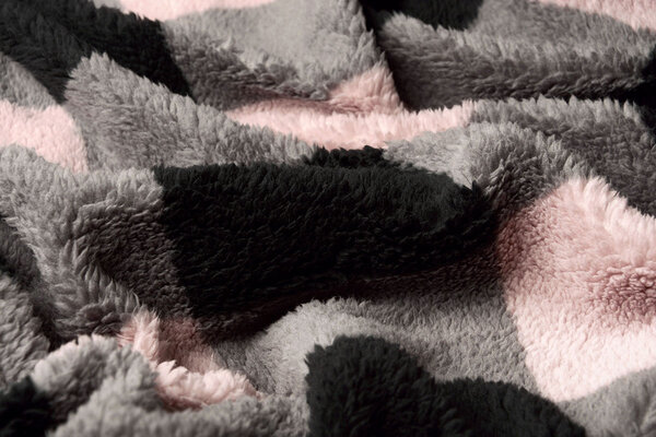 Curly Teddy Large Checkered Pink Grey