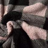 Teddy Tessuto Grande Quadri Rosa Grigio Teddy Tessuto Grande Quadri Rosa Grigio