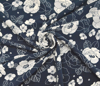 Cupro Fabric Printed Tyambo Navy Blue