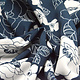 Cupro Fabric Printed Tyambo Navy Blue