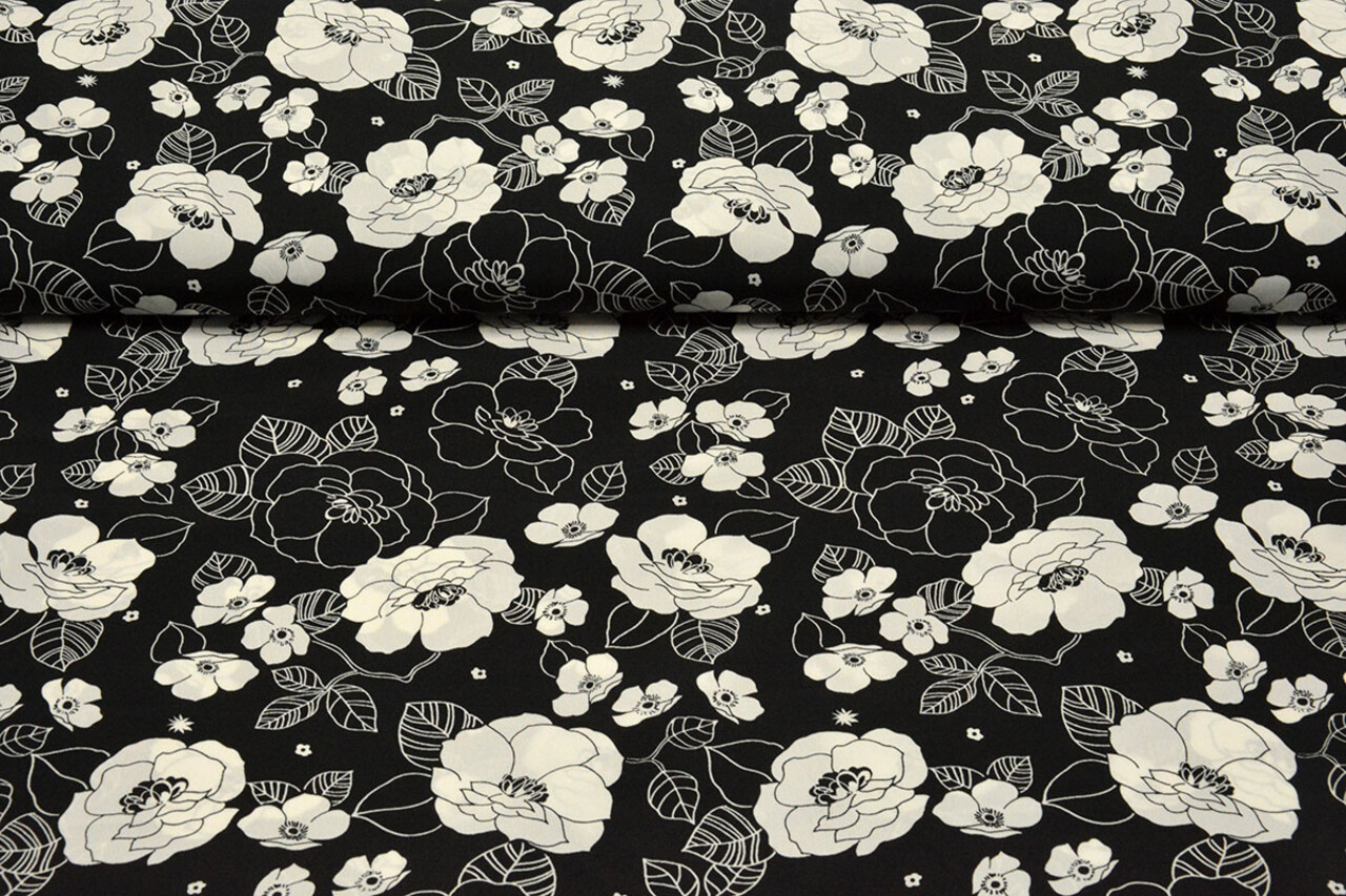 Cupro Fabric Printed Tyambo Black Cupro Fabric Printed Tyambo Black