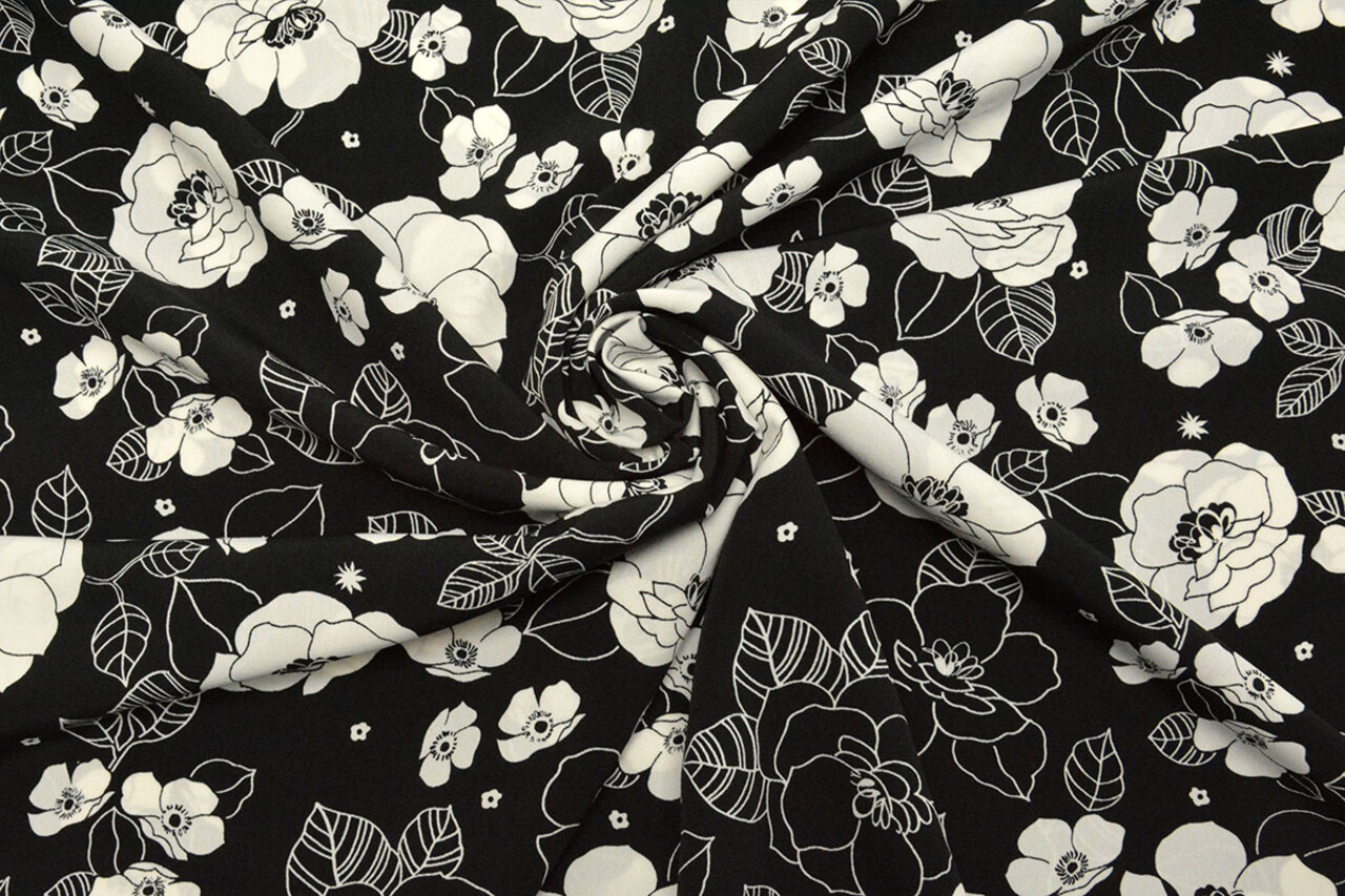 Cupro Fabric Printed Tyambo Black Cupro Fabric Printed Tyambo Black