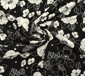 Cupro Fabric Printed Tyambo Black Cupro Fabric Printed Tyambo Black