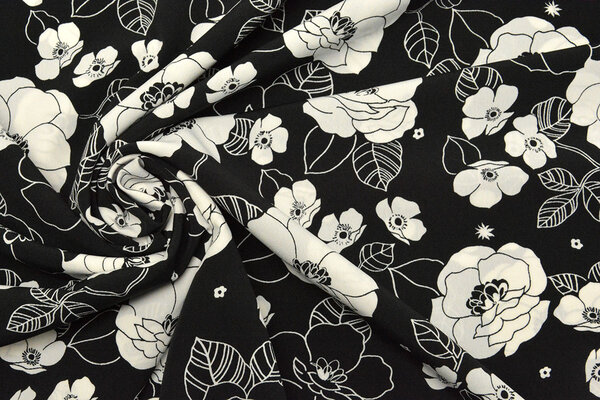 Cupro Fabric Printed Tyambo Black Cupro Fabric Printed Tyambo Black