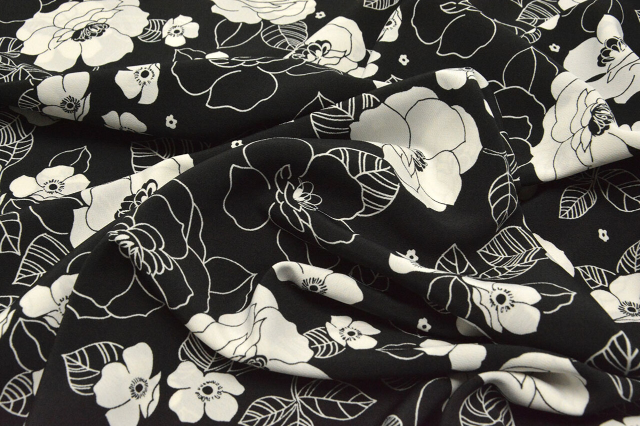 Cupro Fabric Printed Tyambo Black Cupro Fabric Printed Tyambo Black