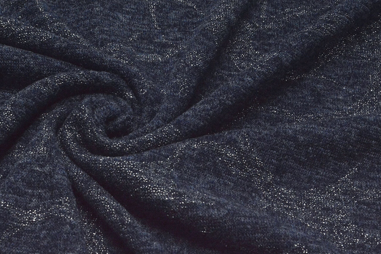 Jersey Argento Drop Twinkle Blu Navy Mélange Jersey Argento Drop Twinkle Blu Navy Mélange