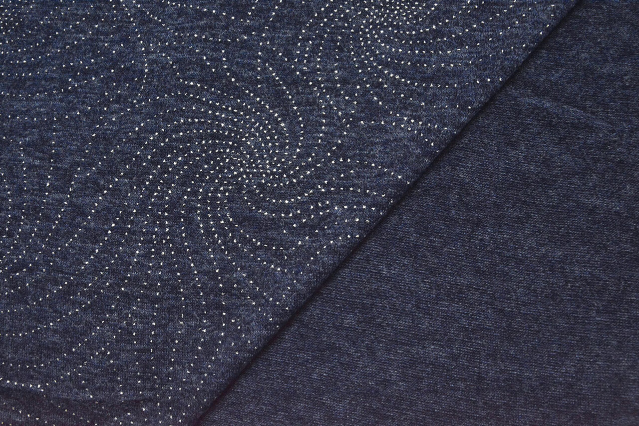 Jersey Silver Drop Sparkle Navy Blue Melange
