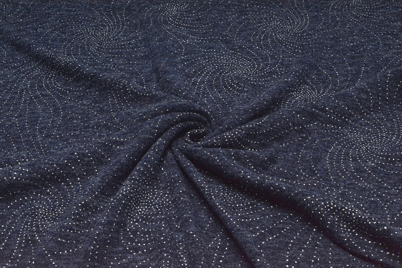 Jersey Silver Drop Sparkle Marine Blauw Melange