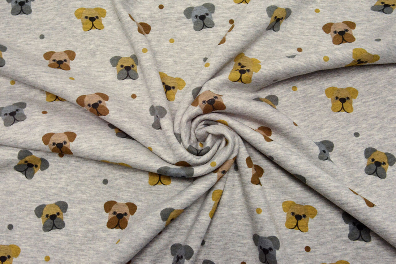 Sweatstoff Alpenfleece Hund Grau Melange Sweatstoff Alpenfleece Hund Grau Melange