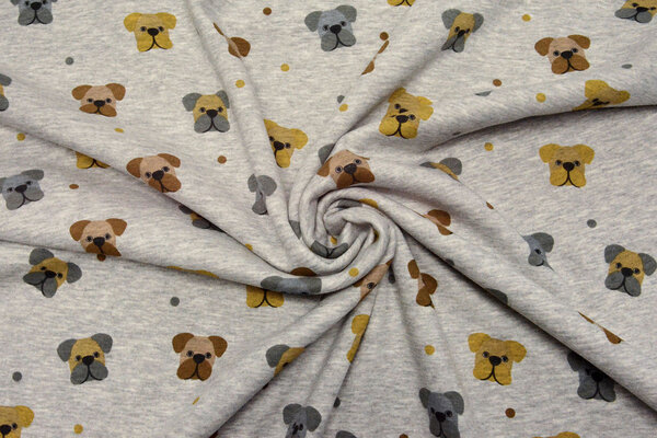 Tejido de Sudadera de Polar Alpino Perro Gris Jaspeado Tejido de Sudadera de Polar Alpino Perro Gris Jaspeado