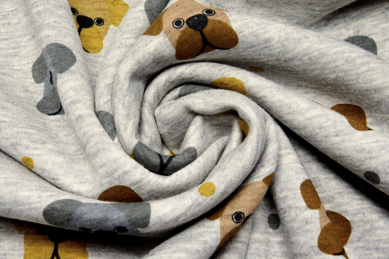 Sweatstoff Alpenfleece Hund Grau Melange Sweatstoff Alpenfleece Hund Grau Melange