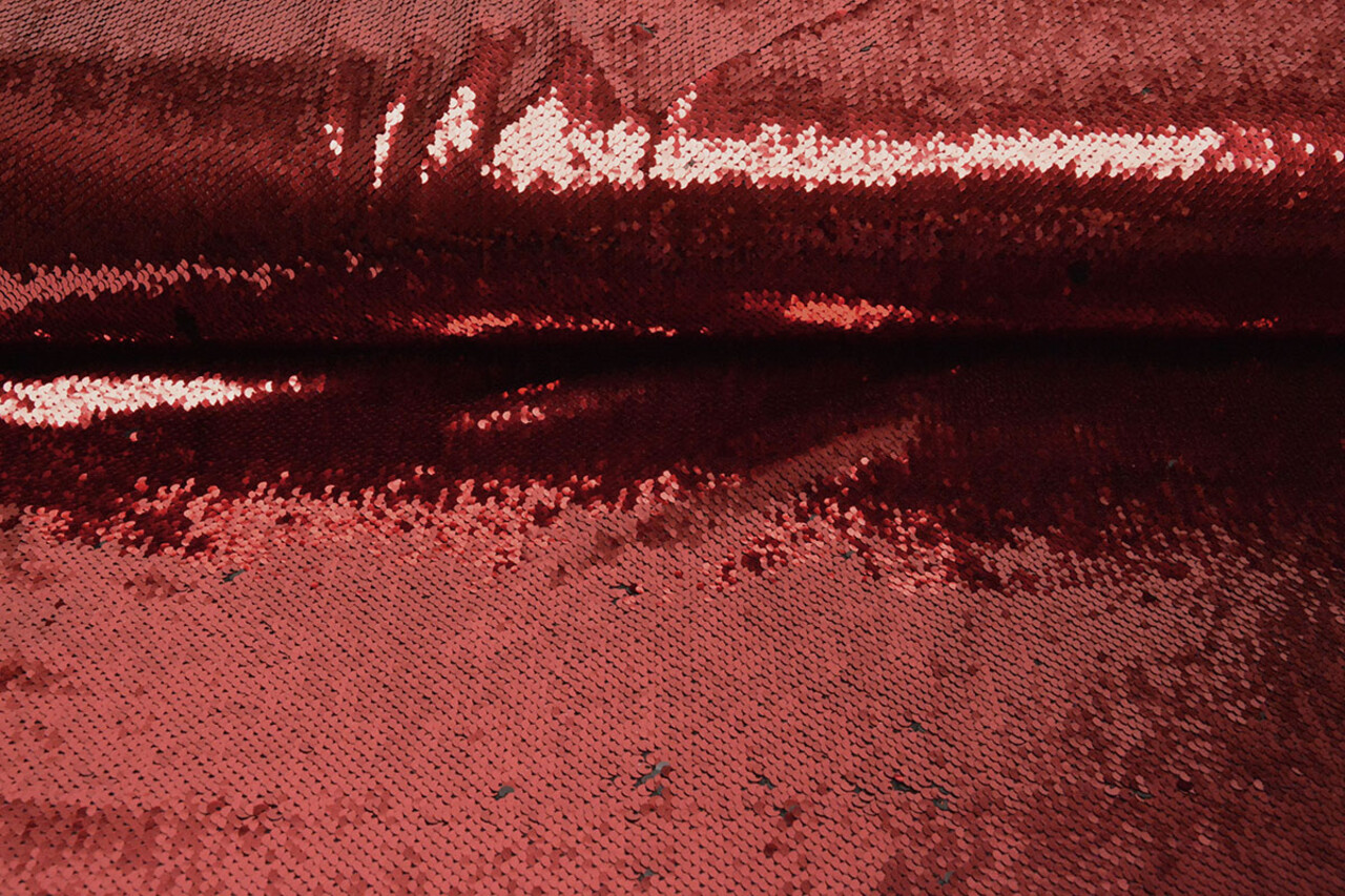 Reversible Sequin Fabric Red-Black Reversible Sequin Fabric Red-Black