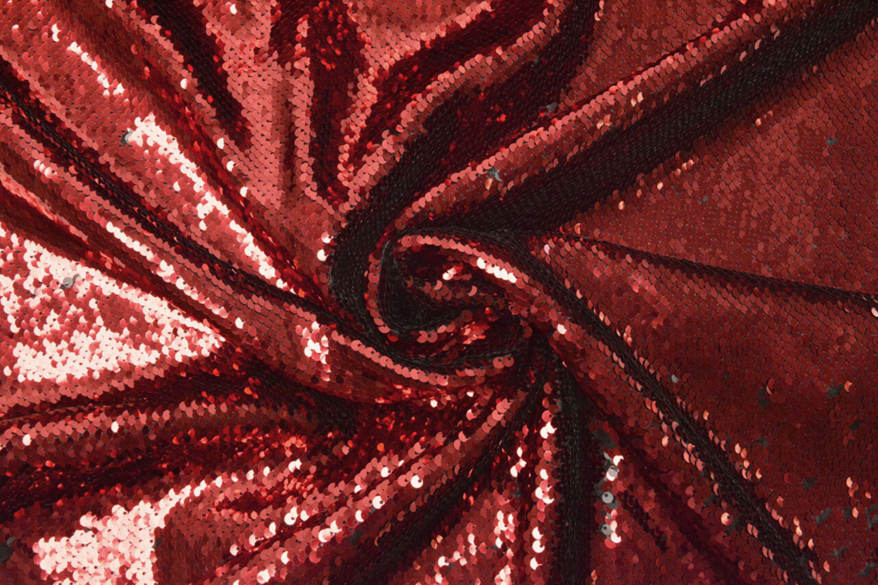Reversible Sequin Fabric Red-Black Reversible Sequin Fabric Red-Black
