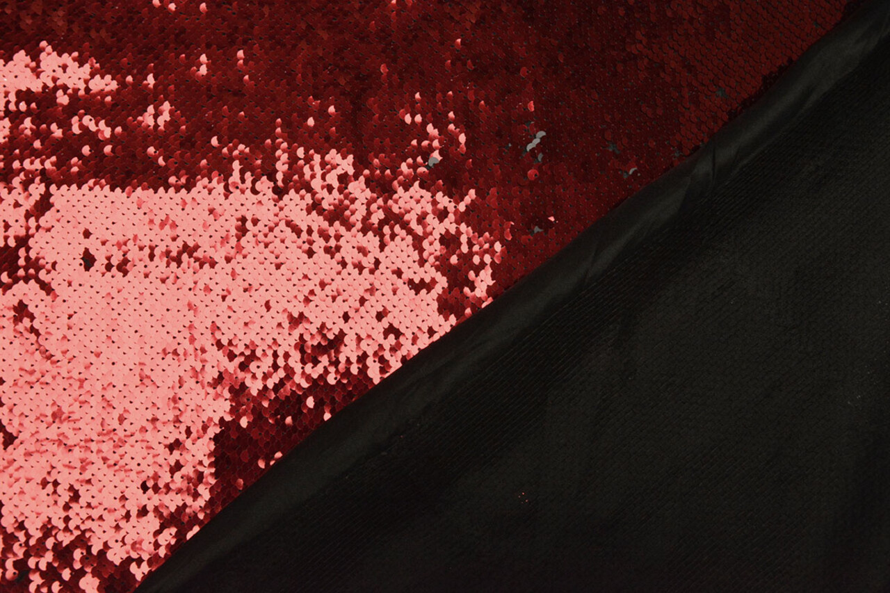 Reversible Sequin Fabric Red-Black Reversible Sequin Fabric Red-Black