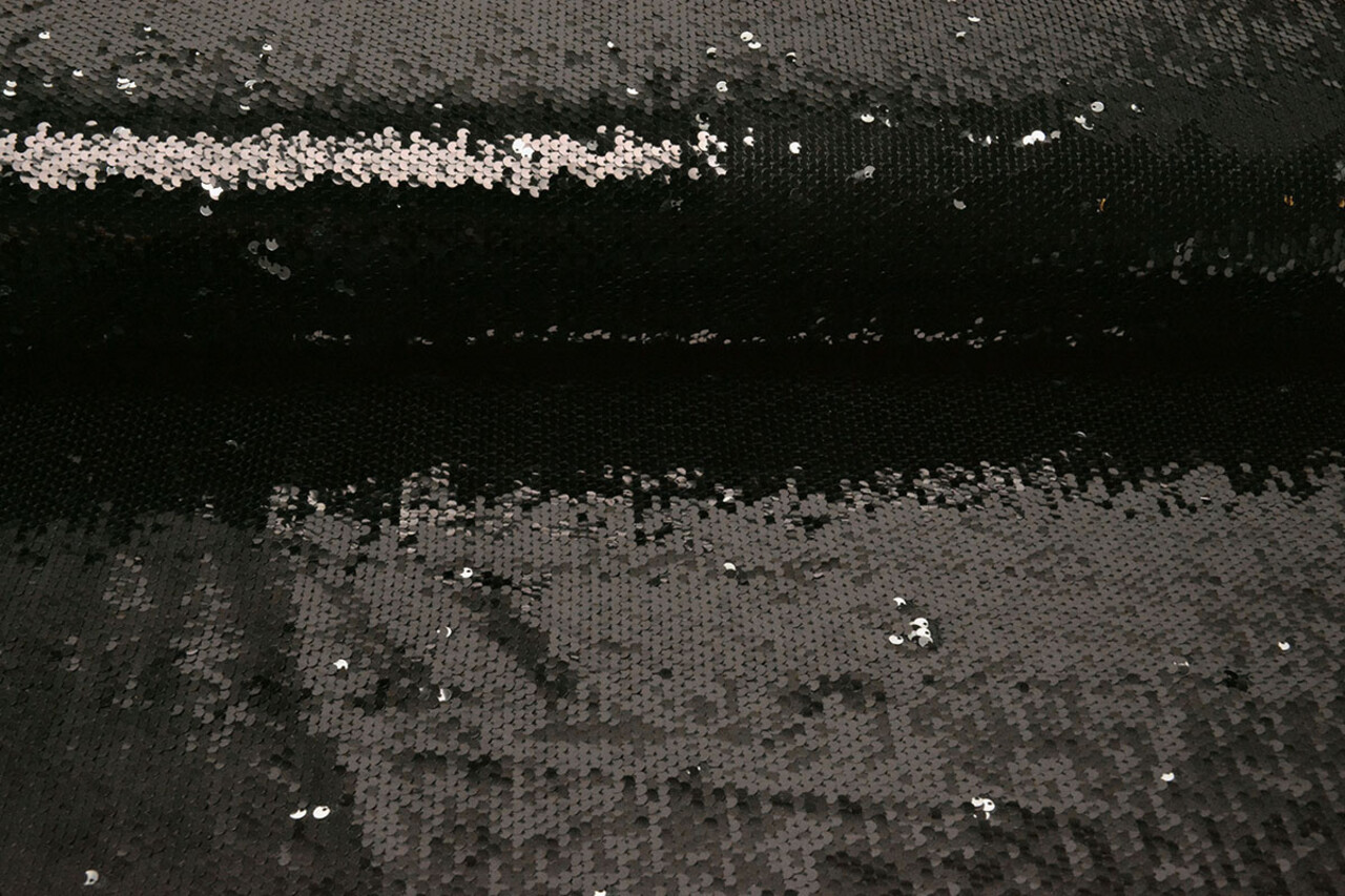 Réversible Paillettes Tissu Noir-Argent Réversible Paillettes Tissu Noir-Argent