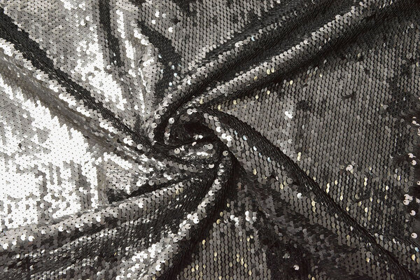 Reversible Sequin Fabric Black-Silver Reversible Sequin Fabric Black-Silver