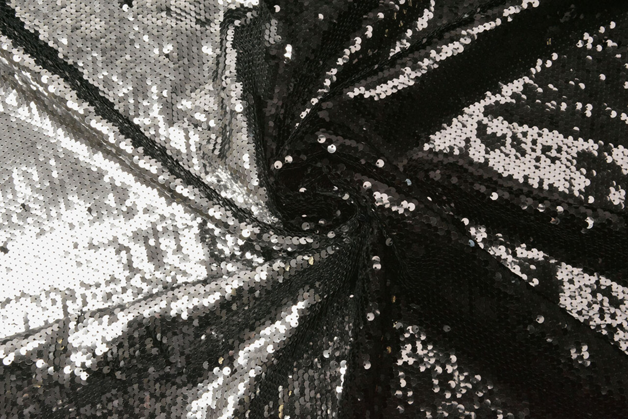 Reversible Sequin Fabric Black-Silver