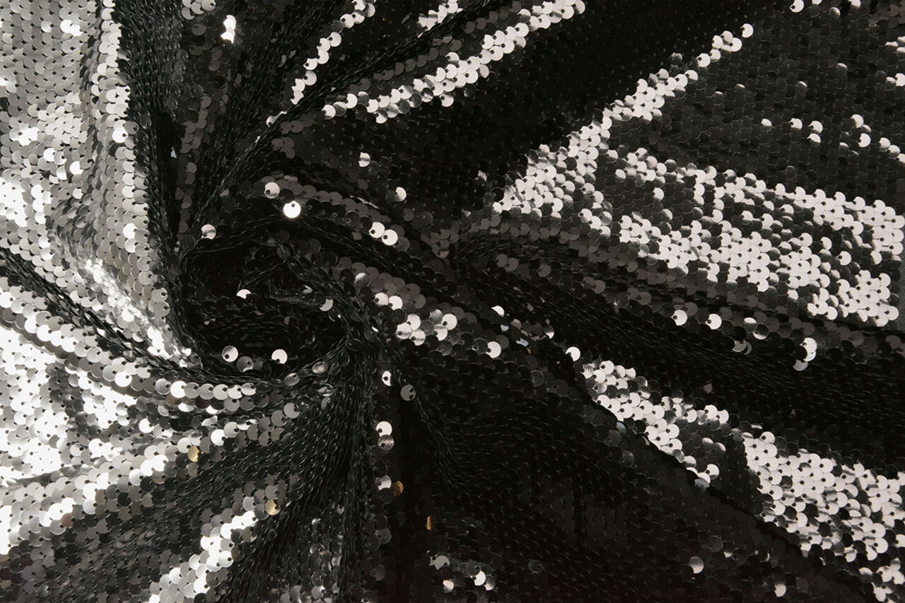 Reversible Sequin Fabric Black-Silver Reversible Sequin Fabric Black-Silver