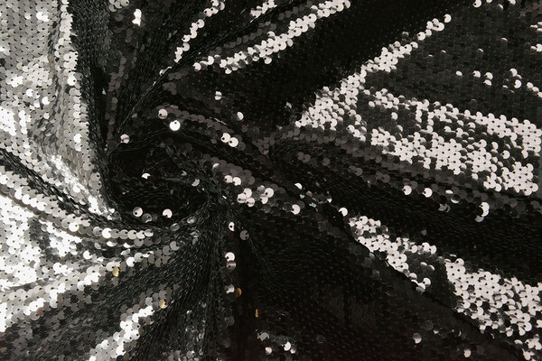 Réversible Paillettes Tissu Noir-Argent Réversible Paillettes Tissu Noir-Argent