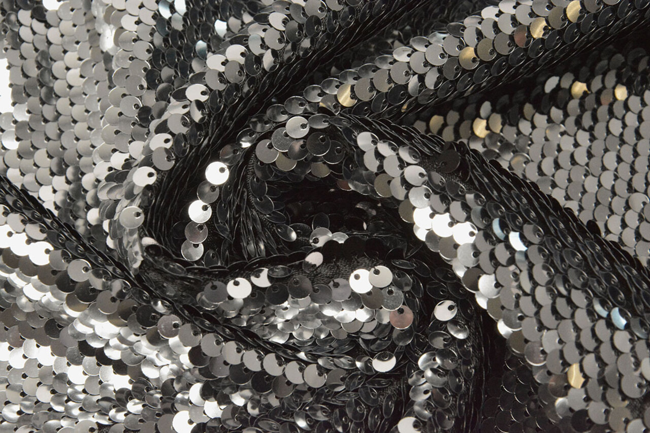 Reversible Sequin Fabric Black-Silver Reversible Sequin Fabric Black-Silver