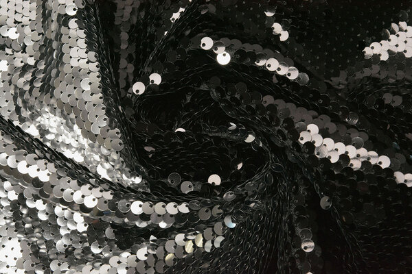 Omkeerbare Pailletten Stof Zwart-Zilver