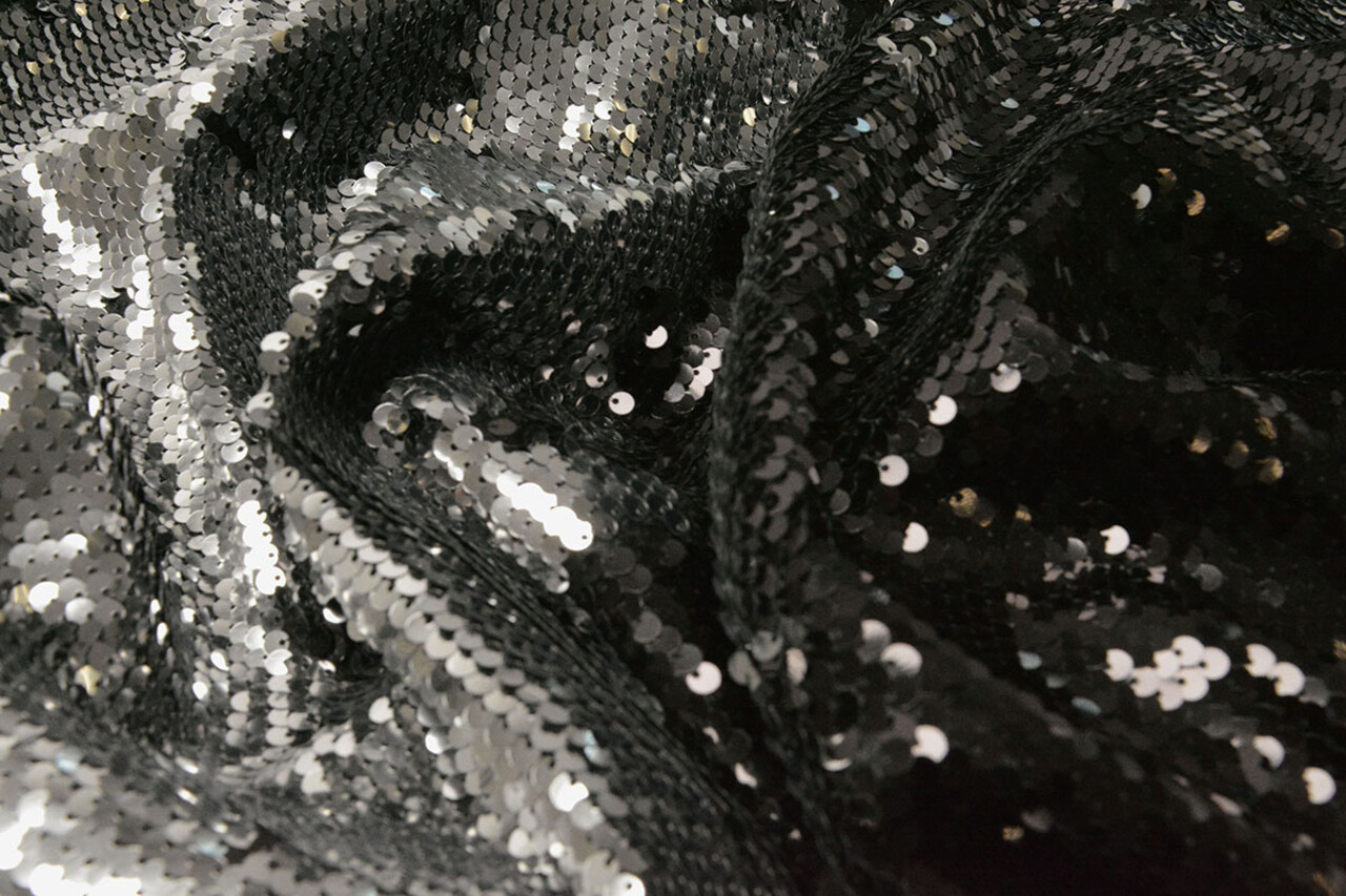 Reversible Sequin Fabric Black-Silver Reversible Sequin Fabric Black-Silver