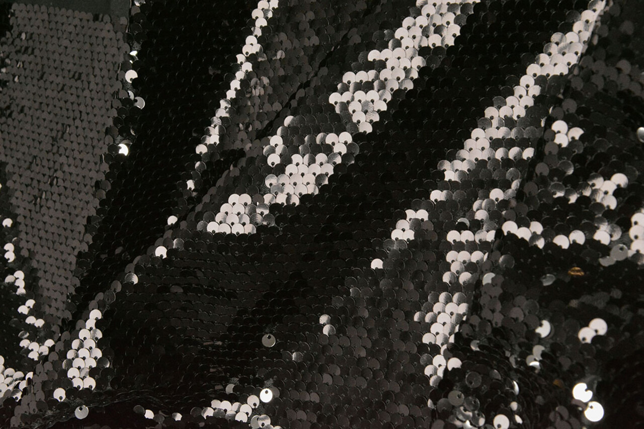 Reversible Sequin Fabric Black-Silver Reversible Sequin Fabric Black-Silver