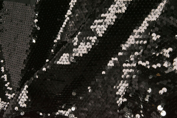 Reversible Sequin Fabric Black-Silver Reversible Sequin Fabric Black-Silver
