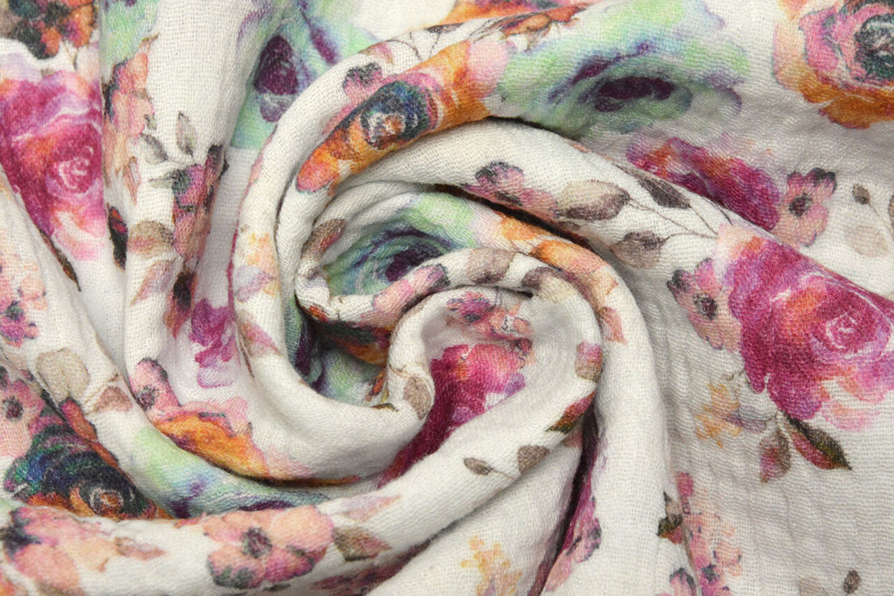 Oeko-Tex® Double Gauze Fabric Flowers Phlox Oeko-Tex® Double Gauze Fabric Flowers Phlox