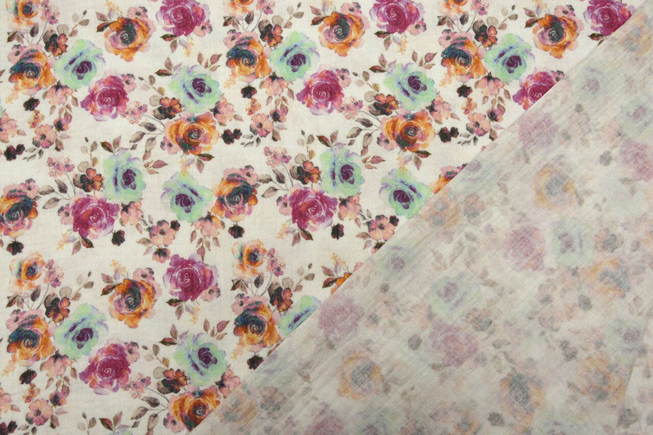Oeko-Tex® Coton Double Gaze Tissu Fleurs Phlox Oeko-Tex® Coton Double Gaze Tissu Fleurs Phlox