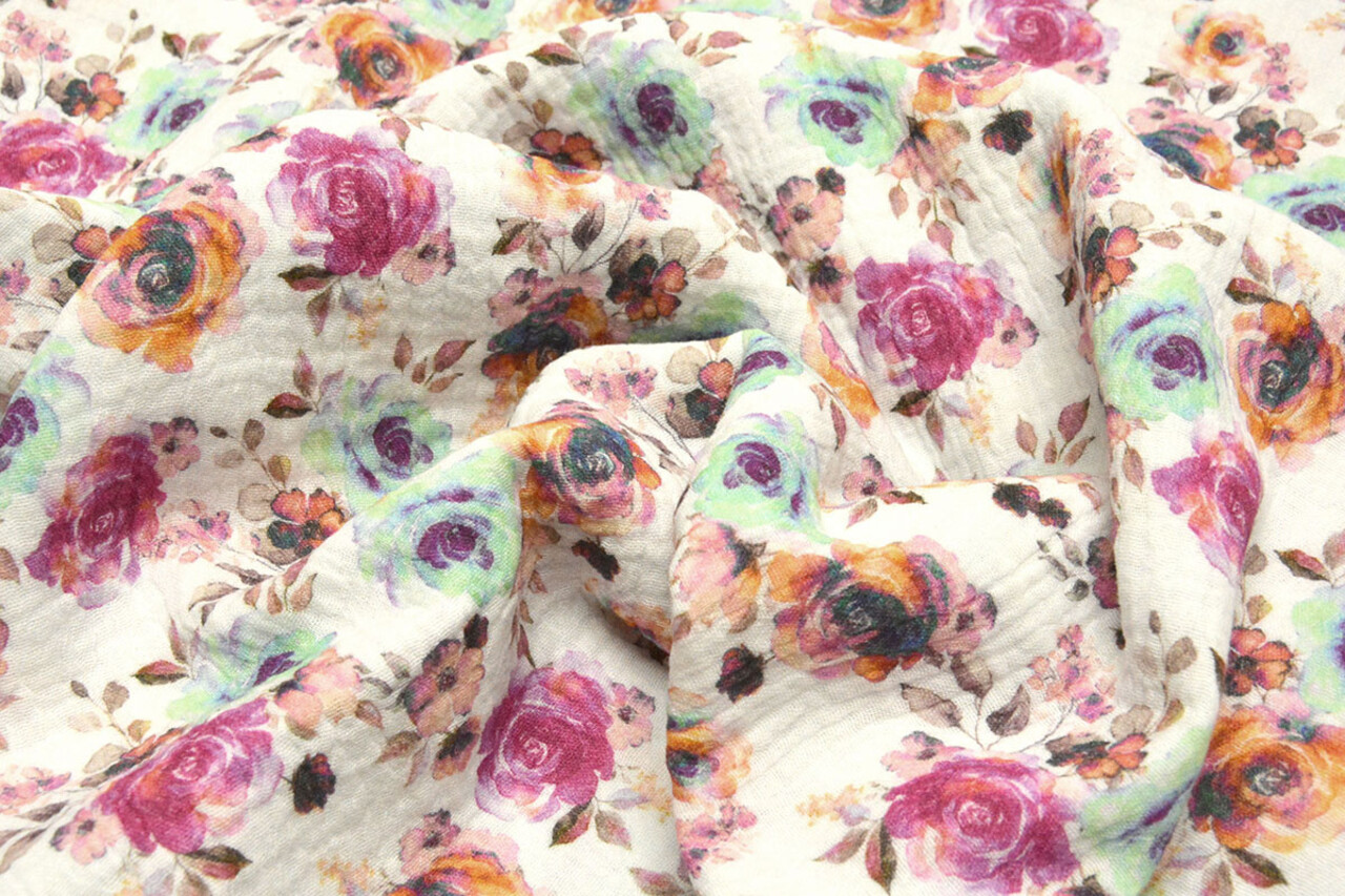 Oeko-Tex® Double Gauze Fabric Flowers Phlox Oeko-Tex® Double Gauze Fabric Flowers Phlox