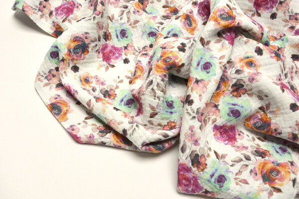 Oeko-Tex®  Tessuto di Mussola Fiori Phlox