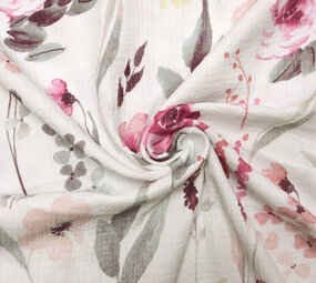 Oeko-Tex® Coton Double Gaze Tissu Fleurs Senna Oeko-Tex® Coton Double Gaze Tissu Fleurs Senna