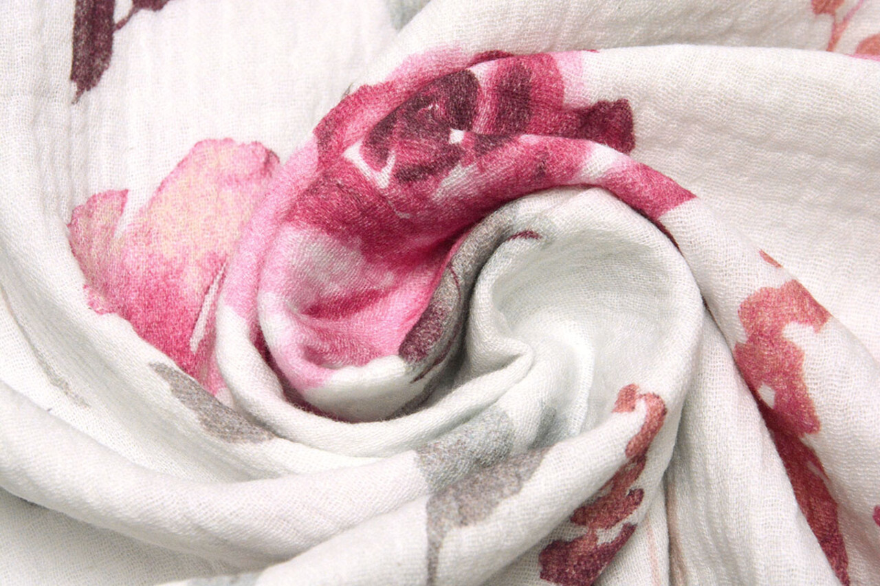 Oeko-Tex®  Baumwoll Musselin Stoff Blumen Senna