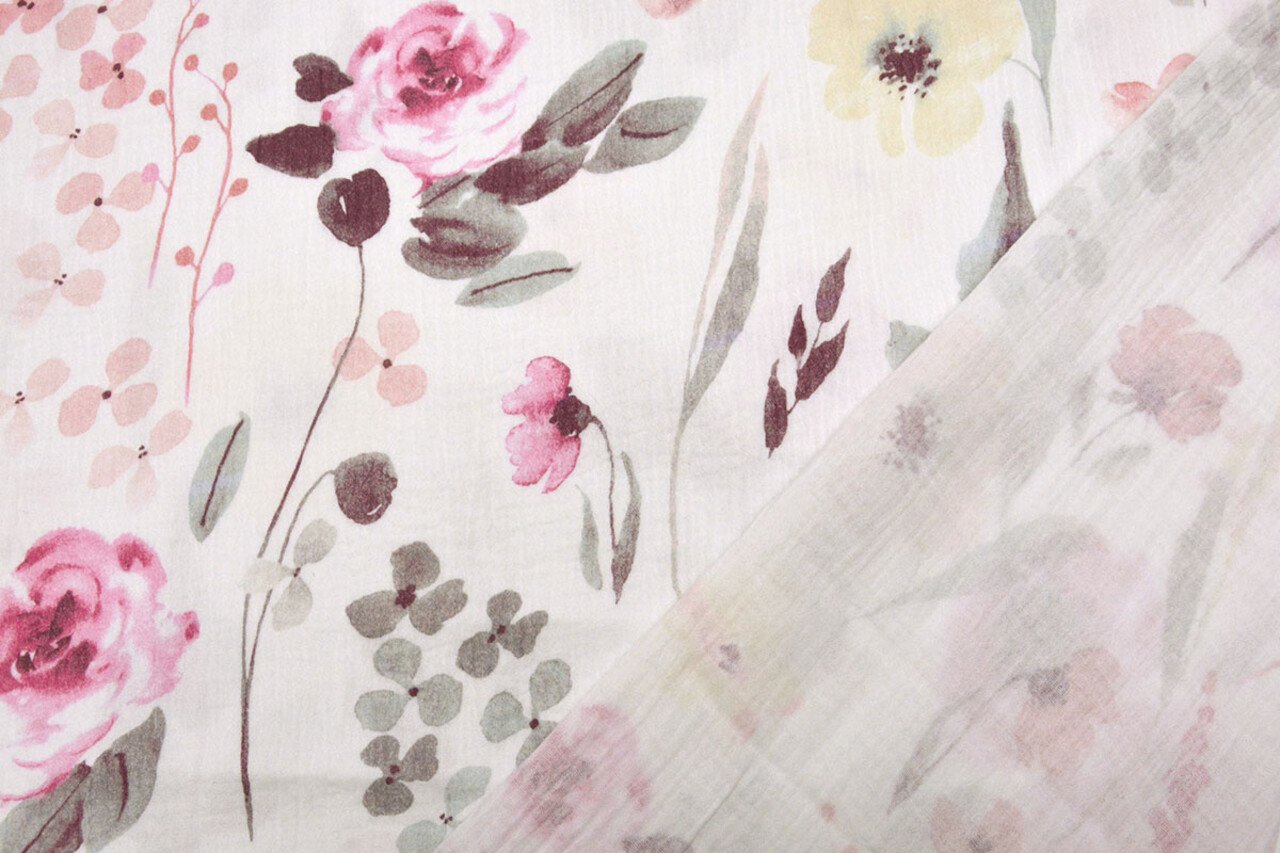 Oeko-Tex®  Baumwoll Musselin Stoff Blumen Senna