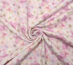 Oeko-Tex®  Hydrofiel Stof Bloemen Violetta Oeko-Tex®  Hydrofiel Stof Bloemen Violetta