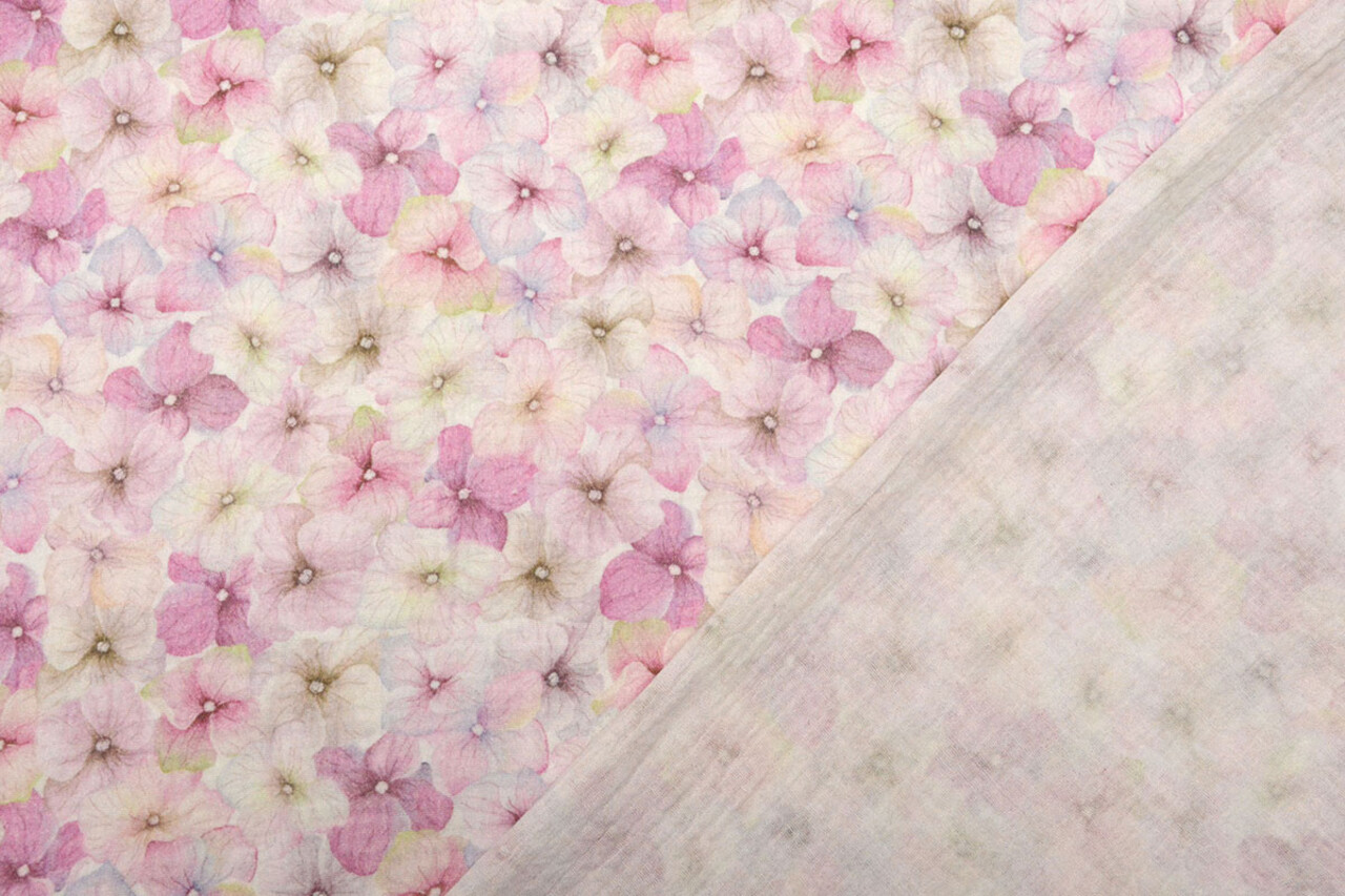 Oeko-Tex®  Baumwoll Musselin Stoff Blumen Violetta