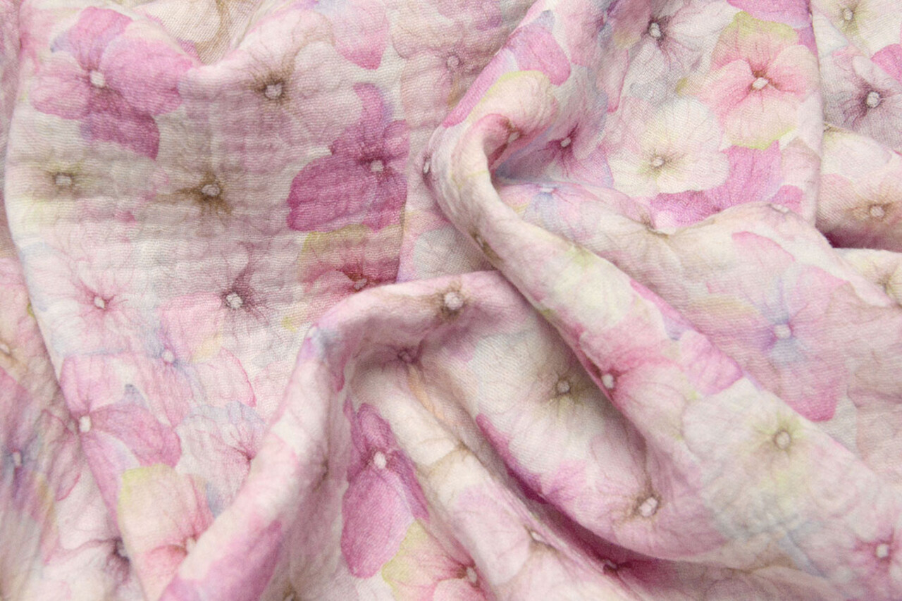 Oeko-Tex®  Double Gauze Fabric Flowers Violetta Oeko-Tex®  Double Gauze Fabric Flowers Violetta