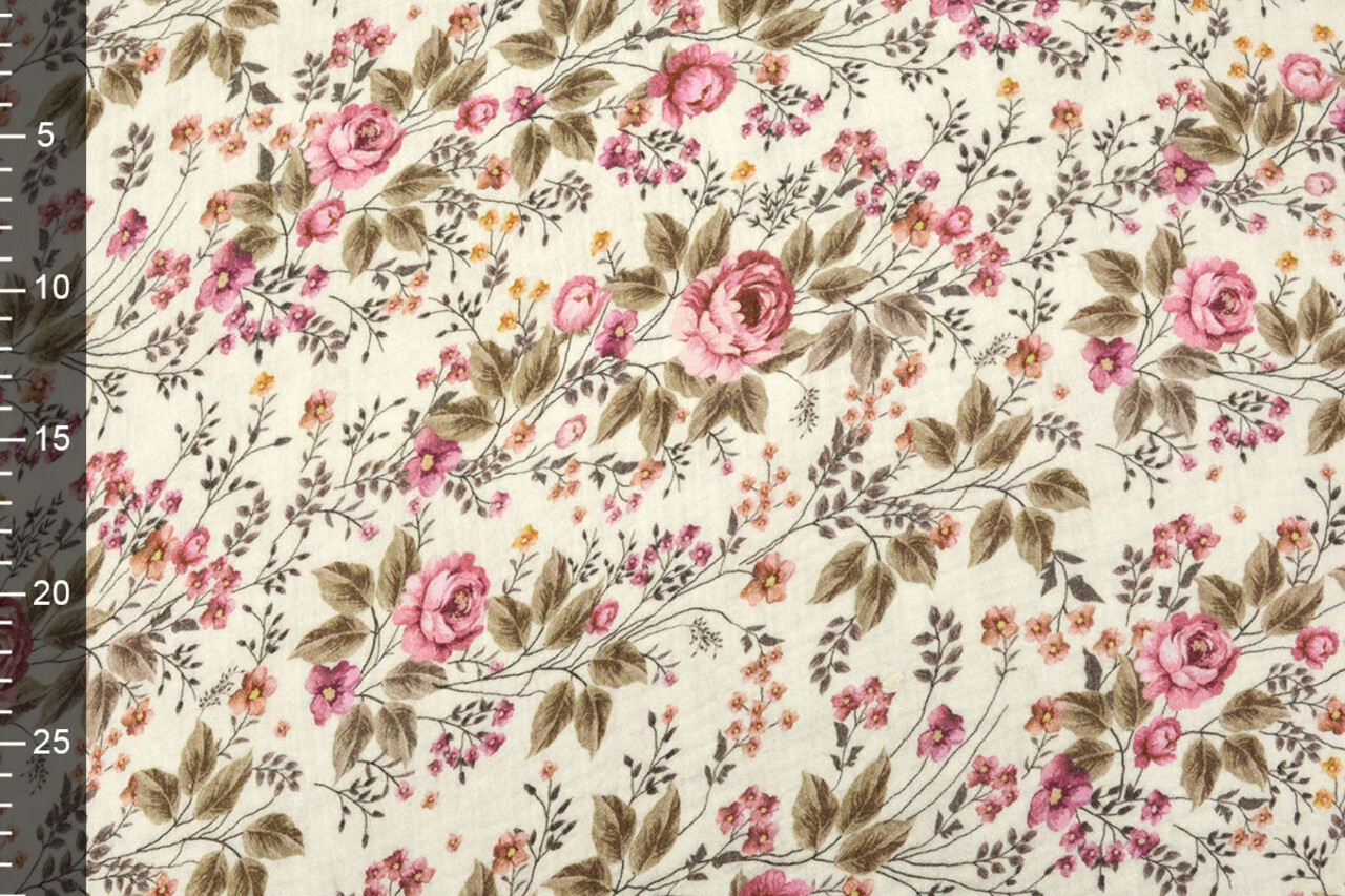 Oeko-Tex® Coton Double Gaze Tissu Fleurs Mimosa Oeko-Tex® Coton Double Gaze Tissu Fleurs Mimosa
