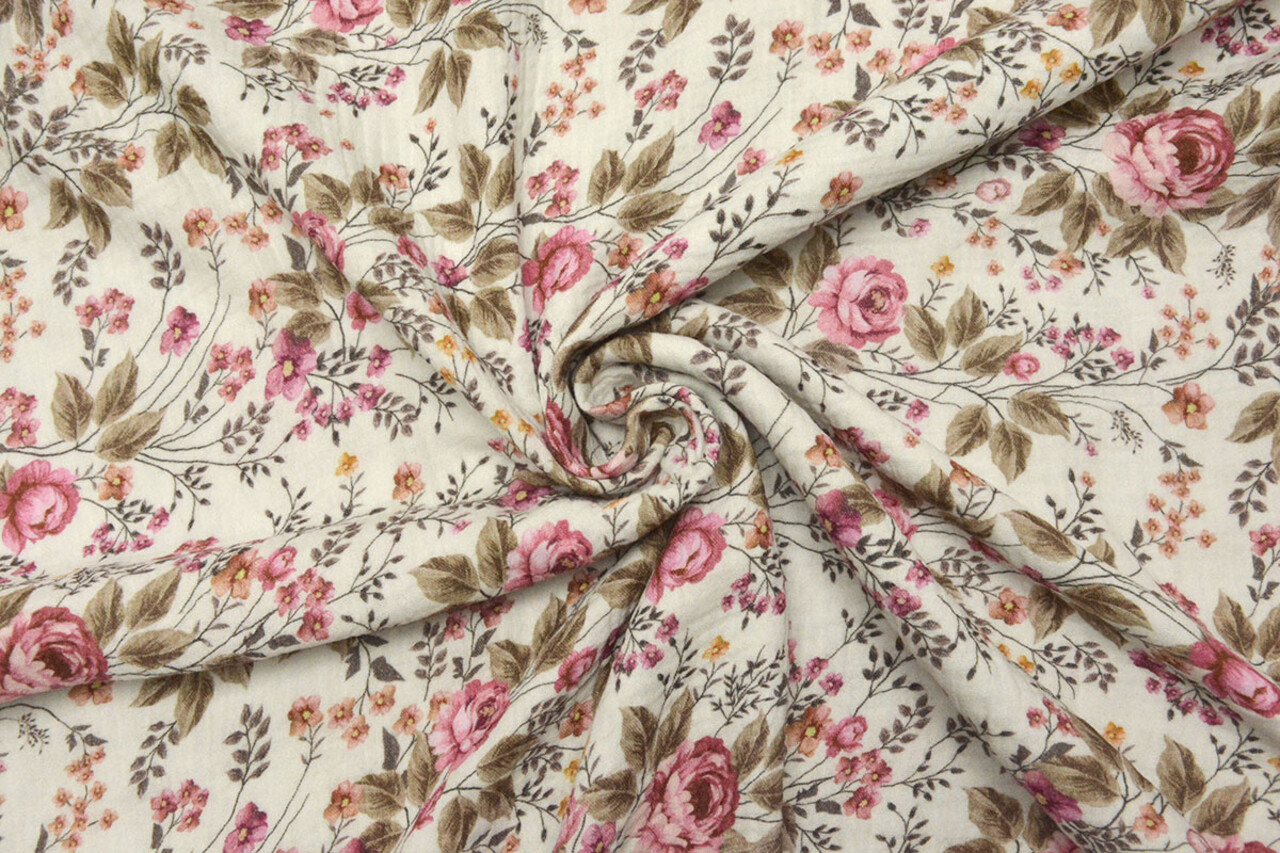 Oeko-Tex®  Tela de Muselina Flores Mimosa