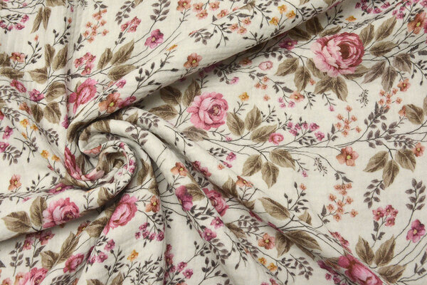 Oeko-Tex®  Double Gauze Fabric Flowers Mimosa Oeko-Tex®  Double Gauze Fabric Flowers Mimosa