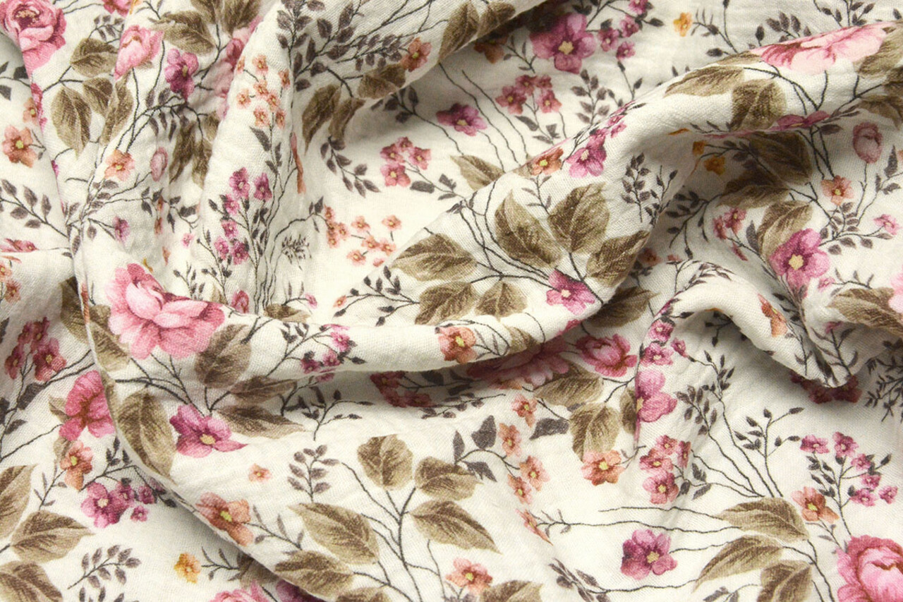 Oeko-Tex®  Tela de Muselina Flores Mimosa